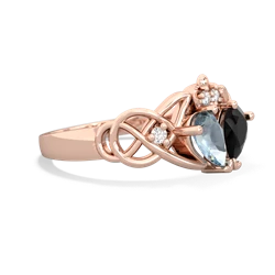 Aquamarine 'One Heart' Celtic Knot Claddagh 14K Rose Gold ring R5322