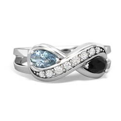 Aquamarine Diamond Infinity 14K White Gold ring R5390