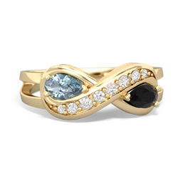 Aquamarine Diamond Infinity 14K Yellow Gold ring R5390