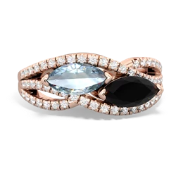 Aquamarine Diamond Rivers 14K Rose Gold ring R3070