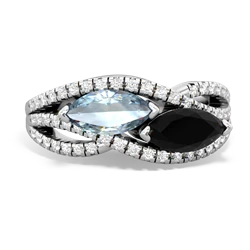 Aquamarine Diamond Rivers 14K White Gold ring R3070