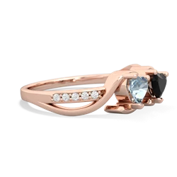 Aquamarine Side By Side 14K Rose Gold ring R3090