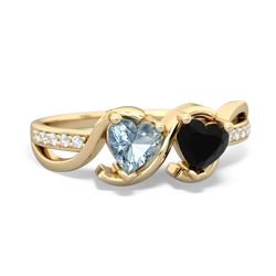 Aquamarine Side By Side 14K Yellow Gold ring R3090