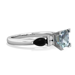 Aquamarine 6Mm Princess Eternal Embrace Engagement 14K White Gold ring C2002