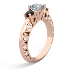 Aquamarine Art Deco Eternal Embrace Engagement 14K Rose Gold ring C2003