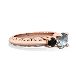 Aquamarine Art Deco Eternal Embrace Engagement 14K Rose Gold ring C2003