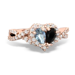 Aquamarine Diamond Twist 'One Heart' 14K Rose Gold ring R2640HRT