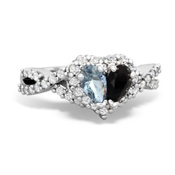 Aquamarine Diamond Twist 'One Heart' 14K White Gold ring R2640HRT