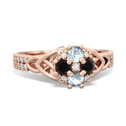 Aquamarine Celtic Knot Cluster Engagement 14K Rose Gold ring R26443RD