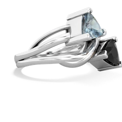 Aquamarine Split Band Swirl 14K White Gold ring R2341