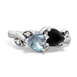 Aquamarine Floral Elegance 14K White Gold ring R5790