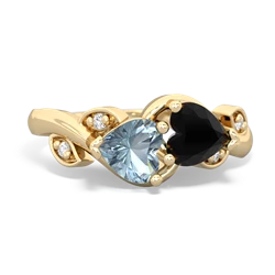 Aquamarine Floral Elegance 14K Yellow Gold ring R5790