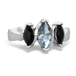 Aquamarine Three Peeks 14K White Gold ring R2433