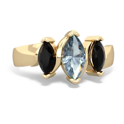 Aquamarine Three Peeks 14K Yellow Gold ring R2433