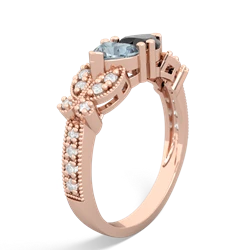 Aquamarine Diamond Butterflies 14K Rose Gold ring R5601