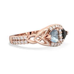 Aquamarine Sparkling Celtic Knot 14K Rose Gold ring R2645