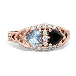 Aquamarine Sparkling Celtic Knot 14K Rose Gold ring R2645