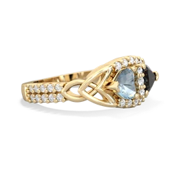 Aquamarine Sparkling Celtic Knot 14K Yellow Gold ring R2645