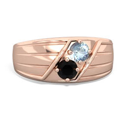 Aquamarine Men's Streamline 14K Rose Gold ring R0460