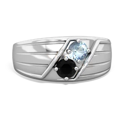 Aquamarine Men's Streamline 14K White Gold ring R0460