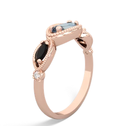 Aquamarine Milgrain Marquise 14K Rose Gold ring R5700