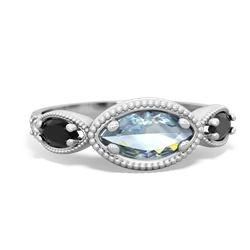 Aquamarine Milgrain Marquise 14K White Gold ring R5700