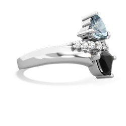 Aquamarine Heart To Heart 14K White Gold ring R2064