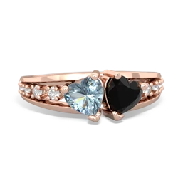 Aquamarine Heart To Heart 14K Rose Gold ring R3342