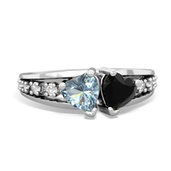 Aquamarine Heart To Heart 14K White Gold ring R3342