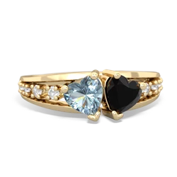 Aquamarine Heart To Heart 14K Yellow Gold ring R3342