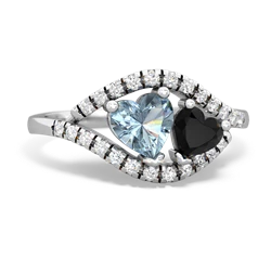 Aquamarine Mother And Child 14K White Gold ring R3010