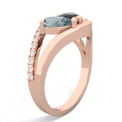 Aquamarine Nestled Heart Keepsake 14K Rose Gold ring R5650