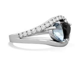 Aquamarine Nestled Heart Keepsake 14K White Gold ring R5650