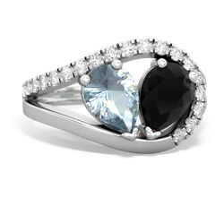 Aquamarine Nestled Heart Keepsake 14K White Gold ring R5650