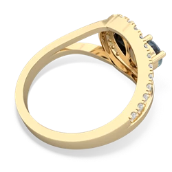 Aquamarine Nestled Heart Keepsake 14K Yellow Gold ring R5650
