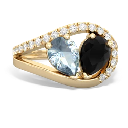 Aquamarine Nestled Heart Keepsake 14K Yellow Gold ring R5650