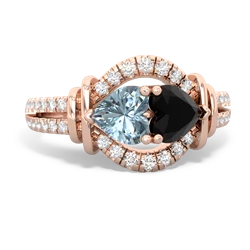 Aquamarine Art-Deco Keepsake 14K Rose Gold ring R5630