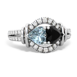 Aquamarine Art-Deco Keepsake 14K White Gold ring R5630