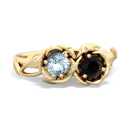 Aquamarine Rose Garden 14K Yellow Gold ring R5510