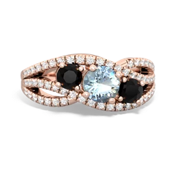 Aquamarine Three Stone Aurora 14K Rose Gold ring R3080