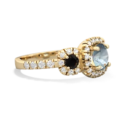 Aquamarine Regal Halo 14K Yellow Gold ring R5350