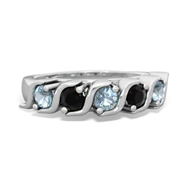 Aquamarine Anniversary Band 14K White Gold ring R2089