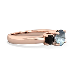 Aquamarine Three Stone Round Trellis 14K Rose Gold ring R4018