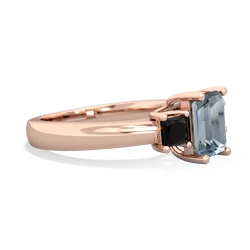 Aquamarine Three Stone Emerald-Cut Trellis 14K Rose Gold ring R4021