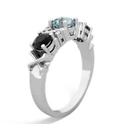 Aquamarine Hugs And Kisses 14K White Gold ring R5016