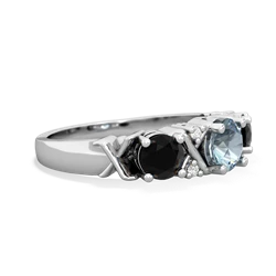 Aquamarine Hugs And Kisses 14K White Gold ring R5016