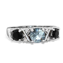 Aquamarine Hugs And Kisses 14K White Gold ring R5016