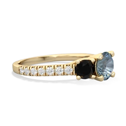 Aquamarine Pave Trellis 14K Yellow Gold ring R5500