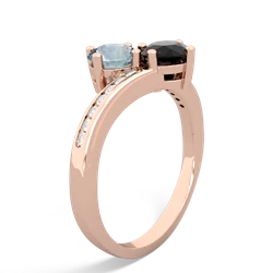 Aquamarine Channel Set Two Stone 14K Rose Gold ring R5303