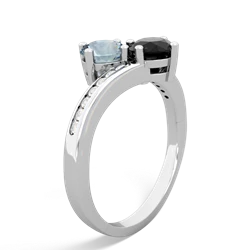 Aquamarine Channel Set Two Stone 14K White Gold ring R5303